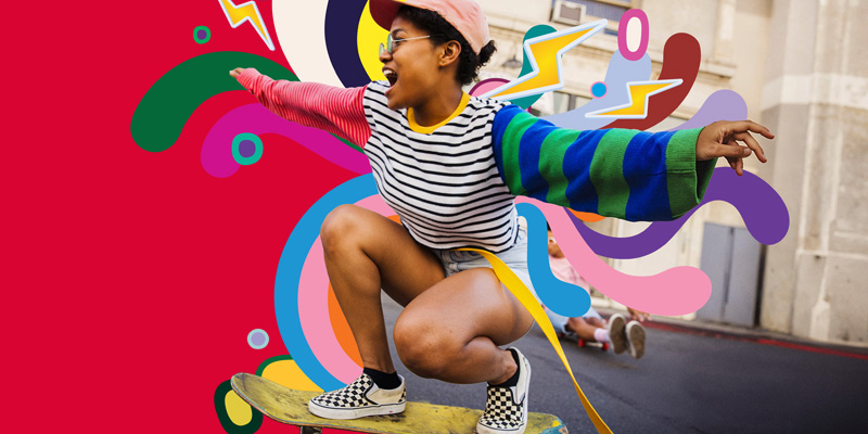Young woman riding a skateboard