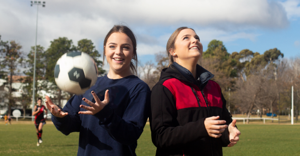 Girls with football