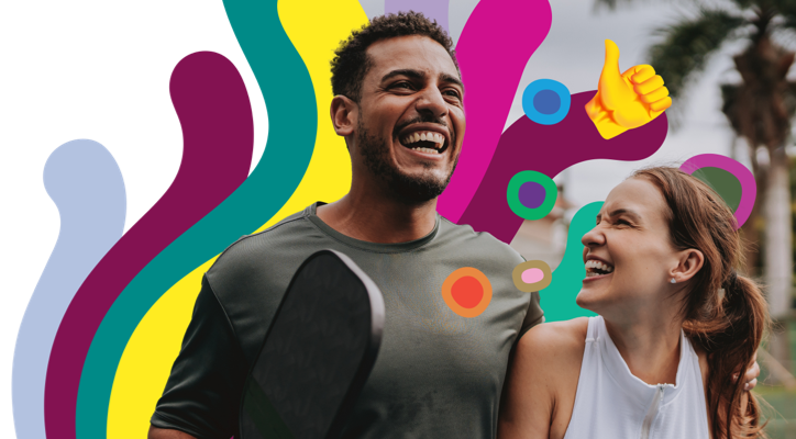 Young man and woman laughing