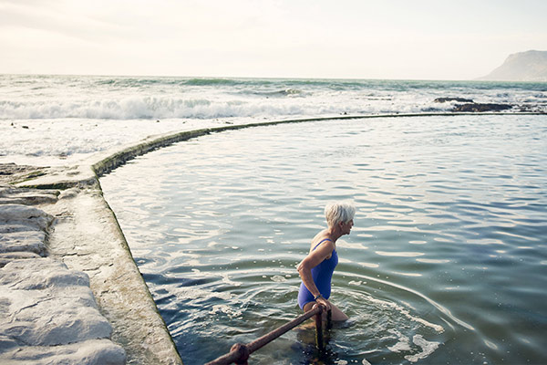 Lady swimming in water