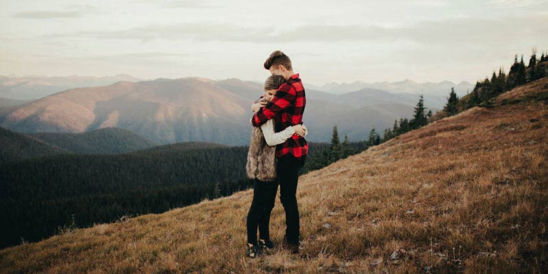 A couple embracing