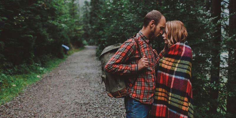 A couple embracing