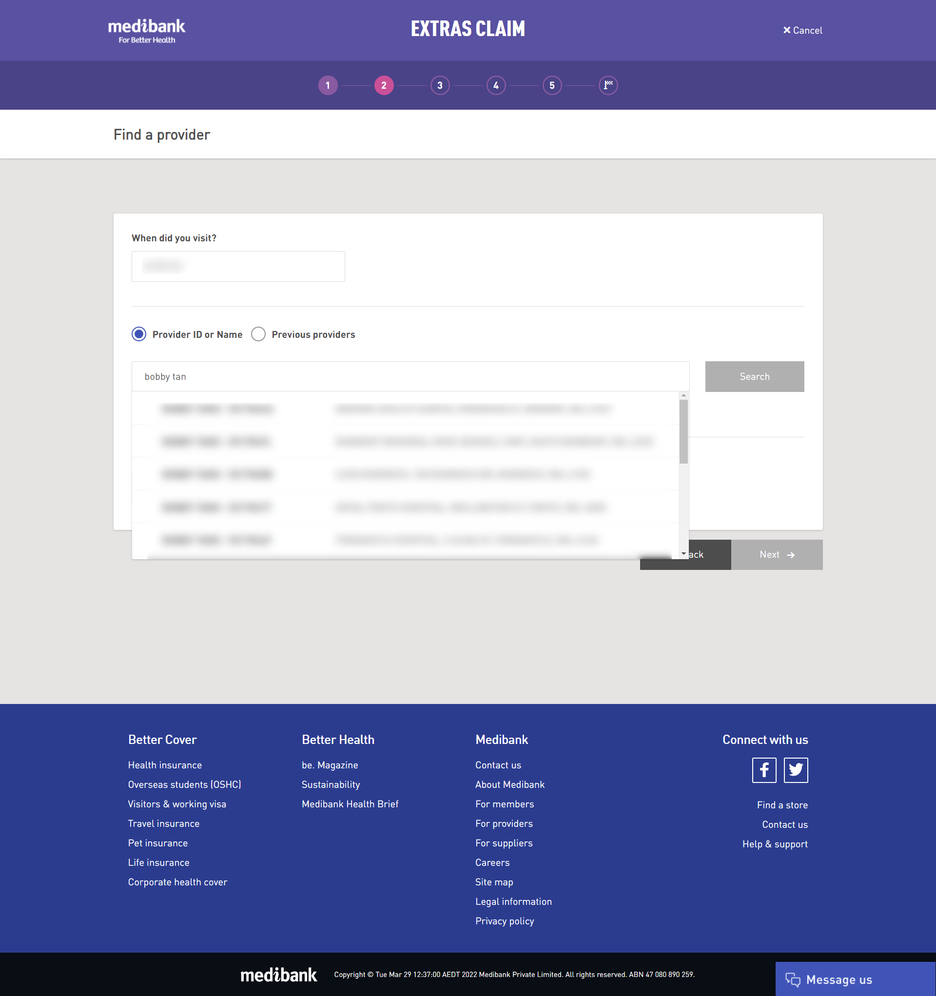 Adding provider details in My Medibank online