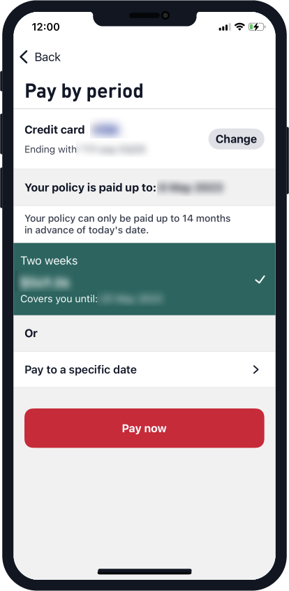 Pay your premium by period in My Medibank