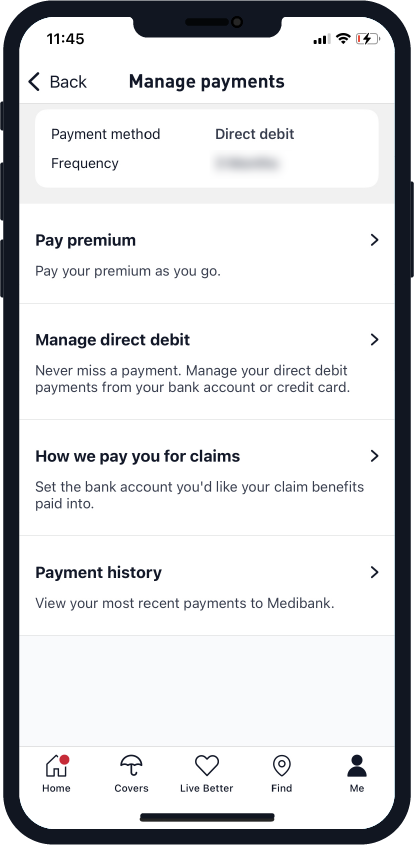 Tap Pay premium in My Medibank