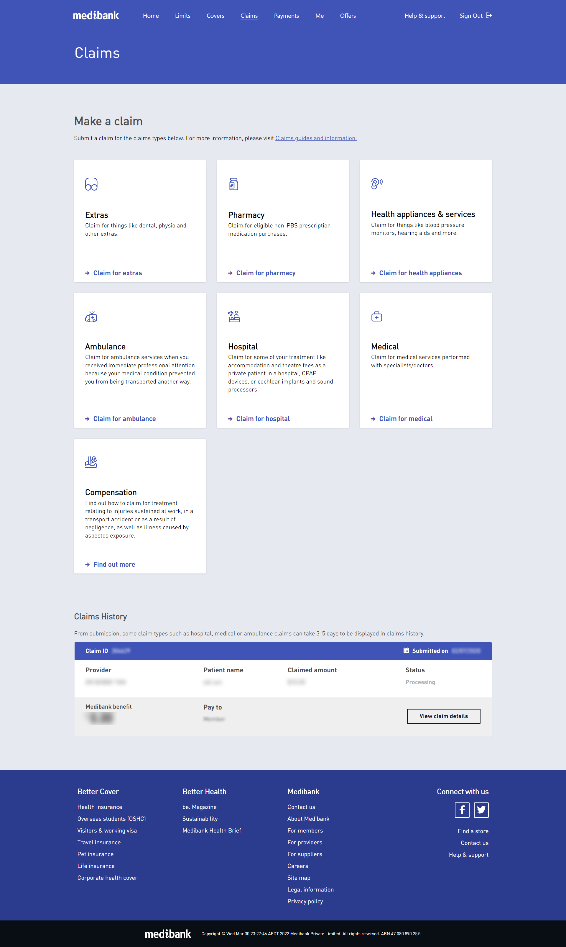 Make a claim in My Medibank