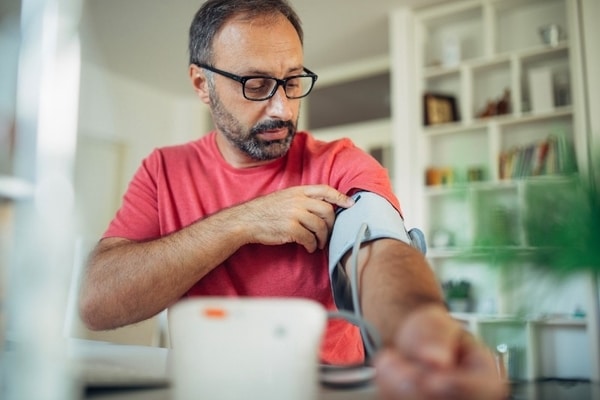 close up of person checking blood pressure