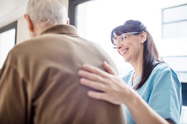 An image of a patient leaving hospital