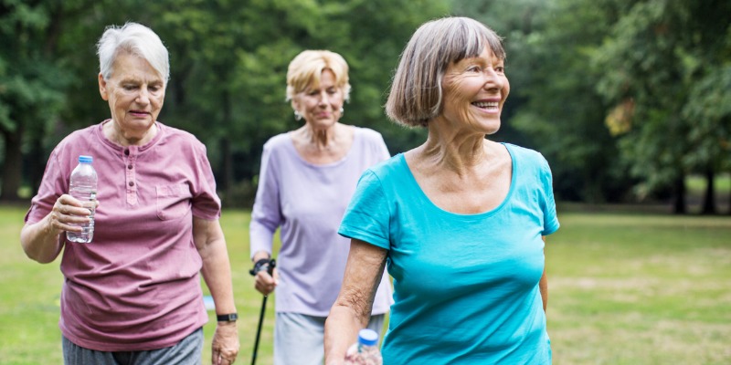 Three women going for a walk