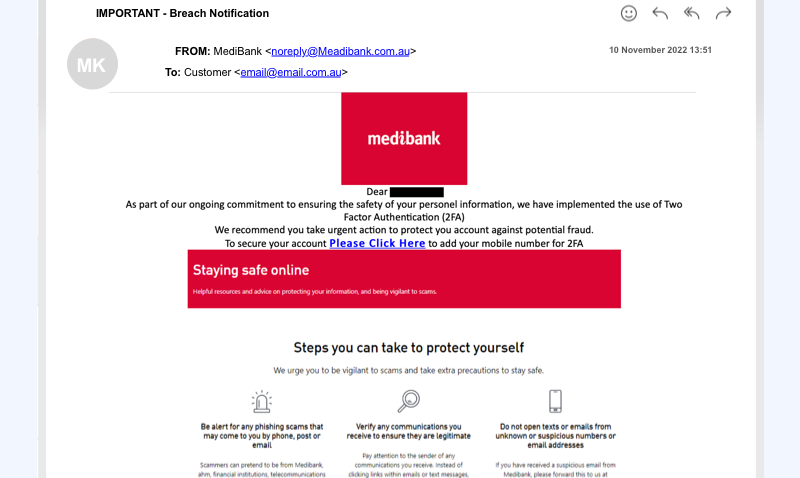 A close up of a scam email