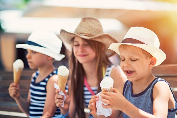Kids enjoying ice cream domestic travel