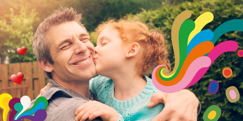 Dad and daughter in garden