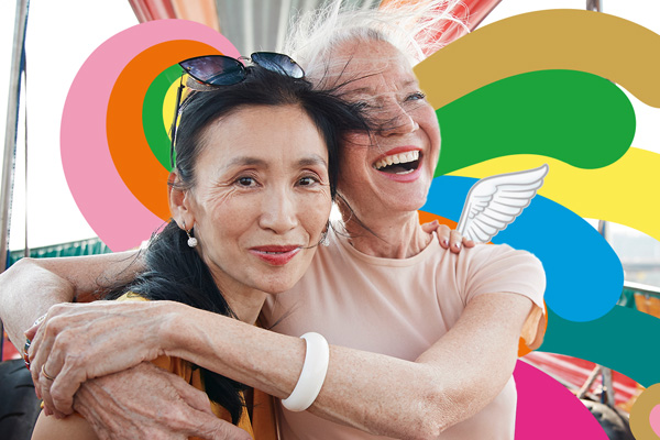 Senior couple traveling overseas
